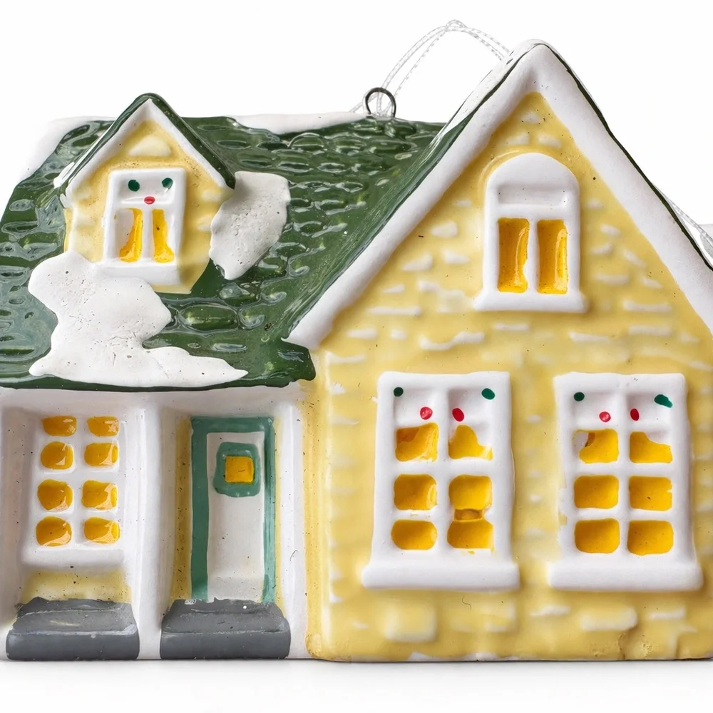 Department 56 Yellow Nantucket House Ornament with Green Roof